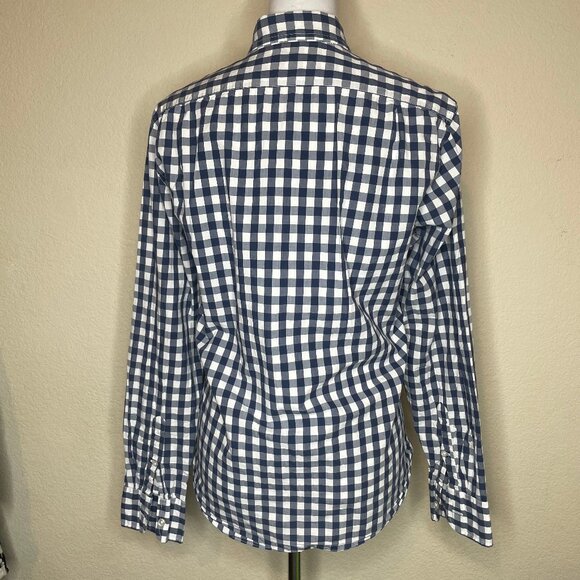 J.Crew Slim Fit Navy Blue Gingham 100% Cotton Lightweight Button Down Shirt Sm - Picture 4 of 12